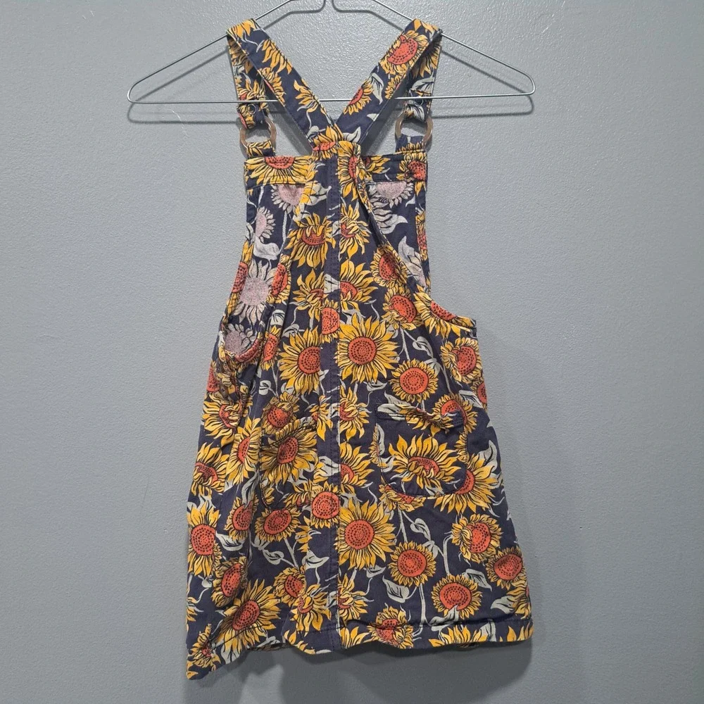 Cynthia Rowley Kids Sunflower‎ Pinafore Jumper Dress Navy Blue Floral Size 7